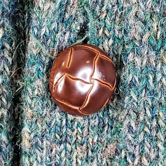 Finalist Cardigan Women’s Size Large L Shetland Wool Green Knit Button Up - Picture 5 of 9